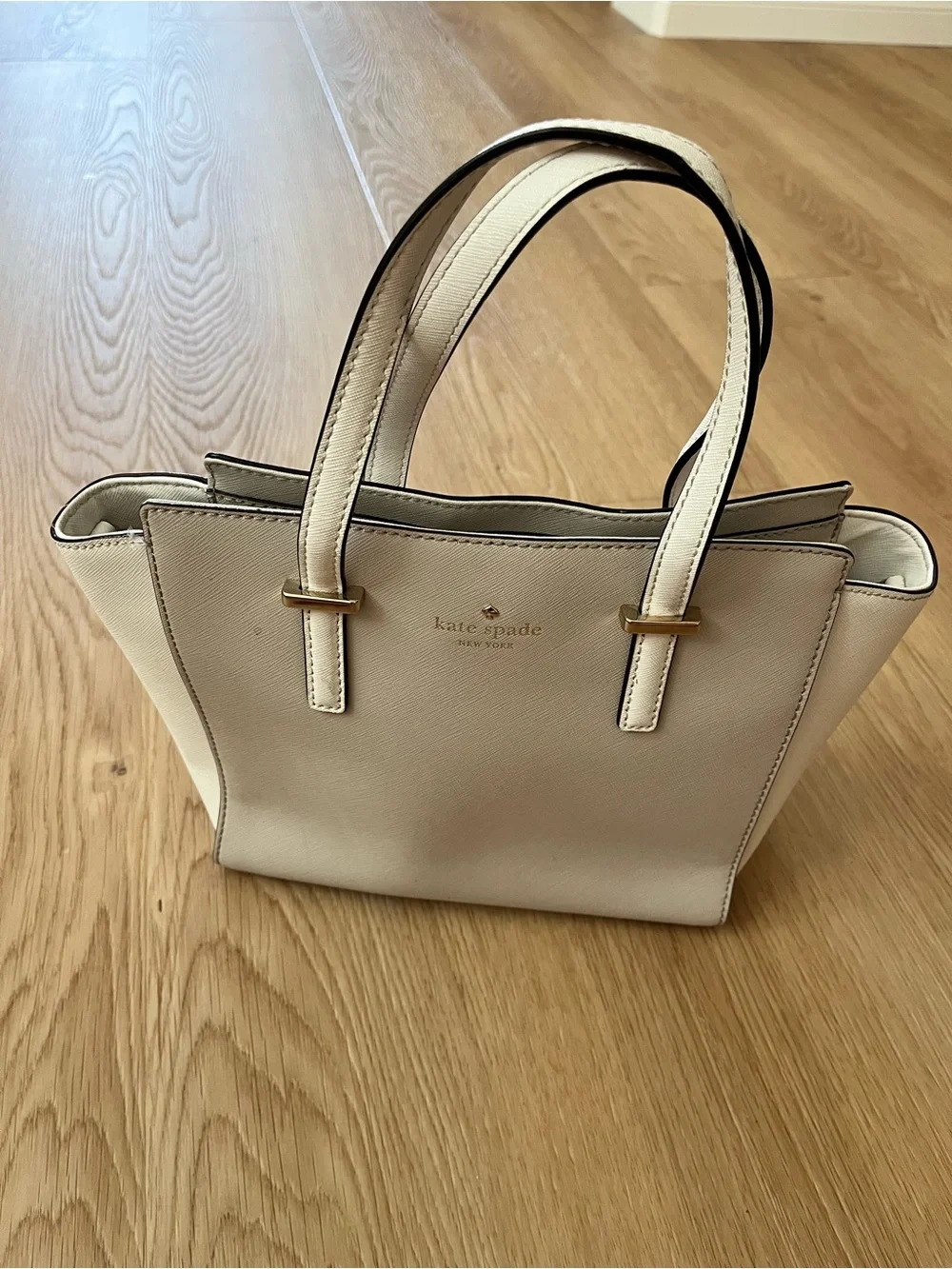 kate spade Cream and White Structured Leather Satchel